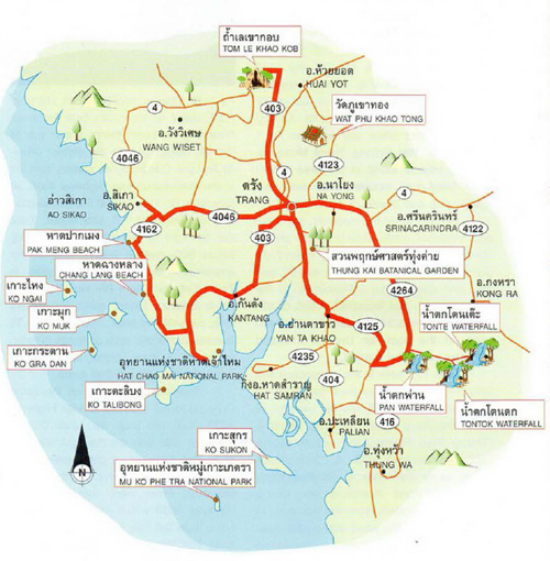 Trang Province Thailand Map The Fascinating Route Around Trang | Bridgeriverkwai.com